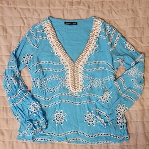 Boston Teal Blue Beaded Blouse